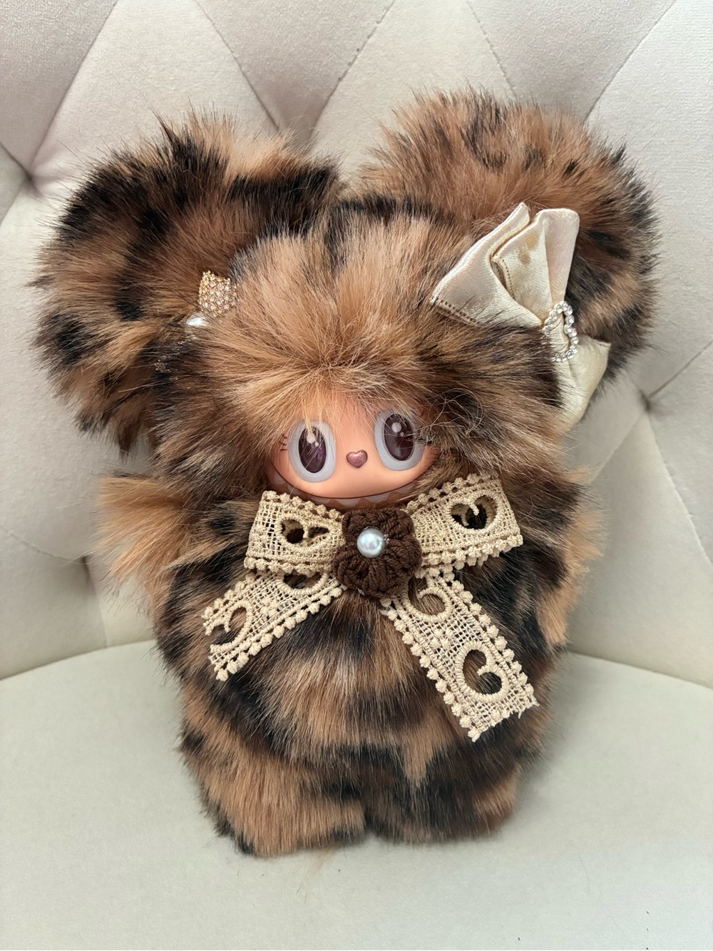 Gorgeous Custom Leopard Print Labubu - New, high-quality custom doll